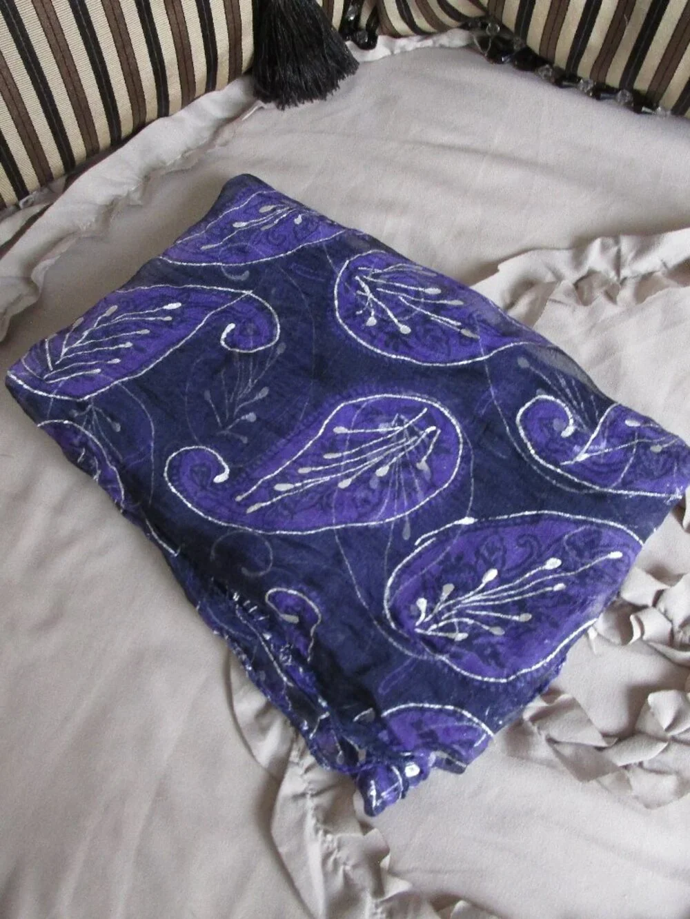 metallic painted sheer scarf shawl